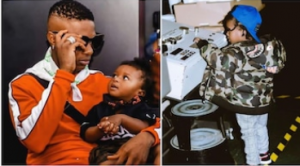 Wizkid’s son Zion spotted ‘working’ at the studio (photo)